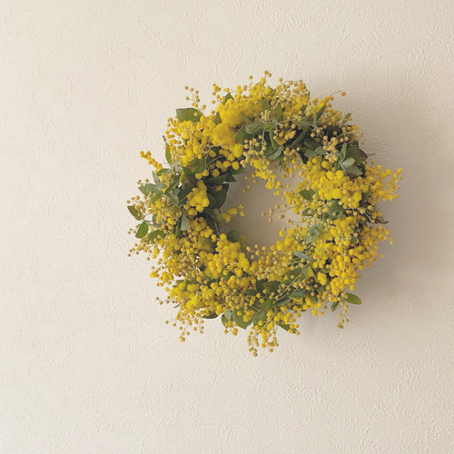 パールアカシアミモザのリース＊フレッシュ