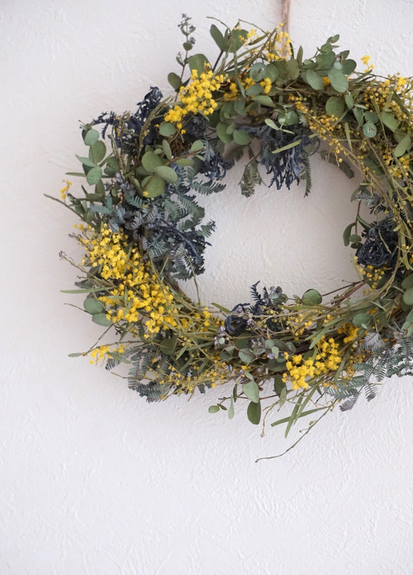 ミモザの春待ちリースハンモックミモザリース