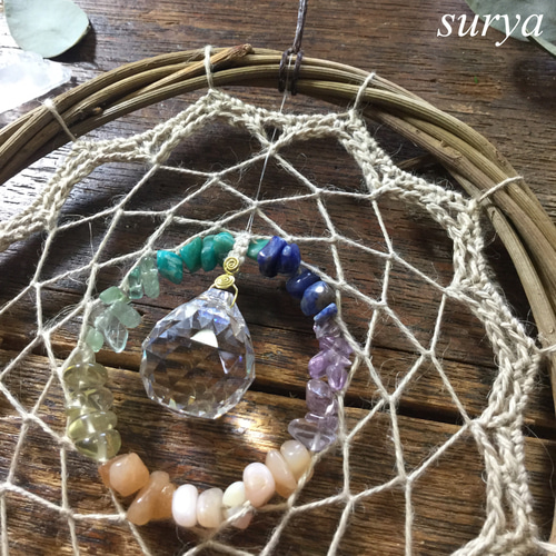 七色の石のサンキャッチャー(大) サンキャッチャー surya 通販 8856325