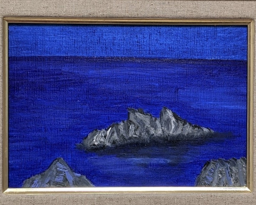 油彩　古典絵 軍艦岩 油彩画原画 絵画 yko 通販 10254907｜Creema(クリーマ)