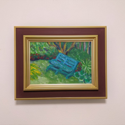 モネの庭 青いベンチ 額装 油彩画原画 絵画 yko 通販 12221323