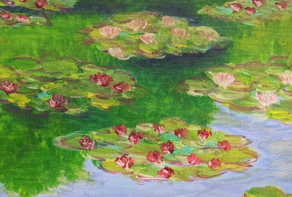 モネの庭 睡蓮(2) 額装 油彩画原画 (F6) - 掲載☆新品