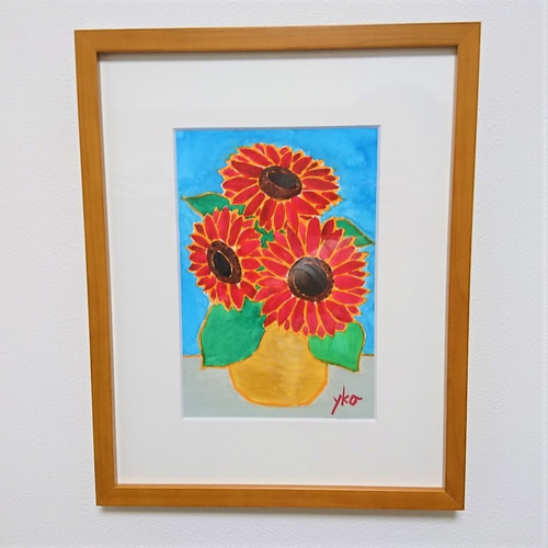【原画販売】ひまわりのまなざし 水彩画 SMサイズ 原画販売】ひまわりのまなざし 水彩画 SMサイズ 向日葵《水彩画