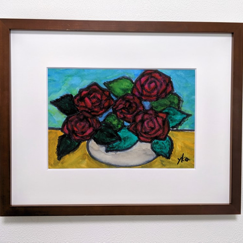 水彩画 原画 ピンクと赤の薔薇たち ピンクの薔薇 水彩画 手描き A4サイズ - メルカリ
