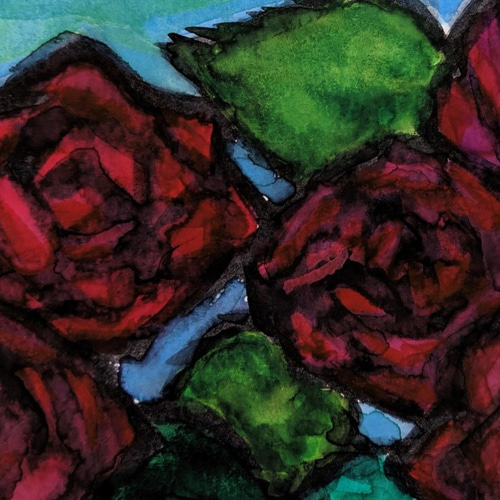 壺の赤い薔薇 水彩画原画 絵画 yko 通販 7777358｜Creema(クリーマ)
