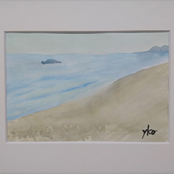 鳥取砂丘と日本海　　水彩画原画 1枚目の画像