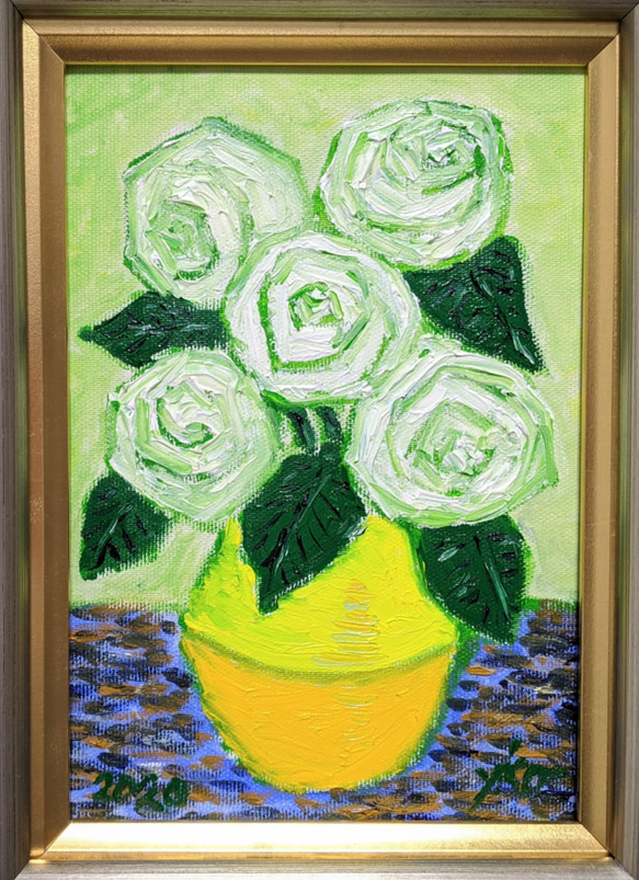 1984 m.asano 【薔薇と果実】肉筆油彩画 1984 m.asano 【薔薇と果実】肉筆油彩画