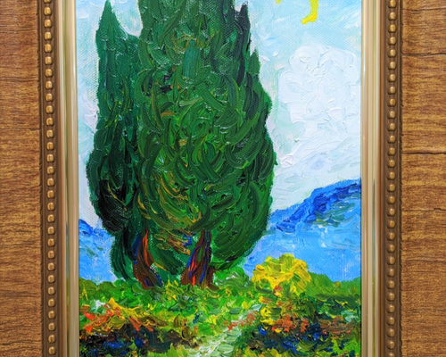 夕日とクローバー(額つき油絵原画) 絵画 kei 通販 18033350