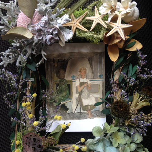 みどりの額縁＊ドライフラワーのフレームアレンジ＊ リース 木村植物