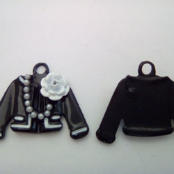 10個　セレブなカラフルパーツ　ジャケット　J62 検　ブラック　黒　ホワイト　パール　パーツ　七宝　高級　 2枚目の画像