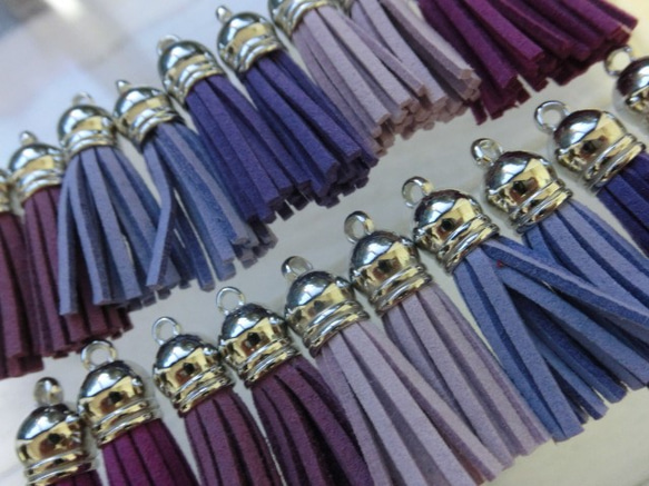 合皮紐タッセル　20個入り 紫　パープル　10mm×35mm　ＧＨ33 2枚目の画像
