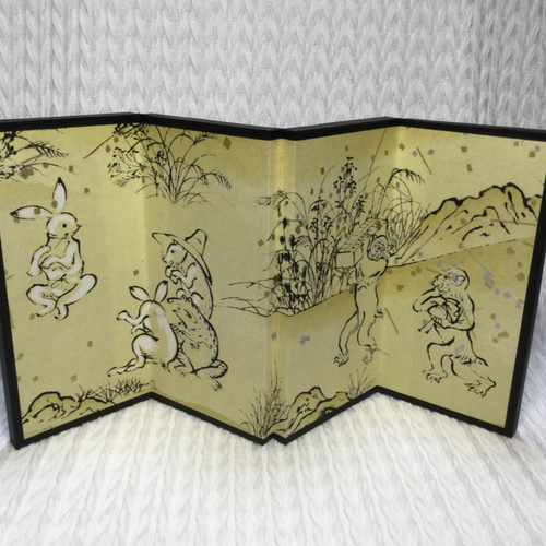 鳥獣戯画 四曲一隻ミニ屏風 その他置物 J style art Kz 通販