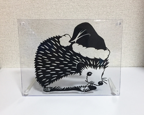 ハリネズミ　油彩画　原画 ハリネズミ 油彩画 原画 ハリネズミの切り絵No.5-1 PSフォト