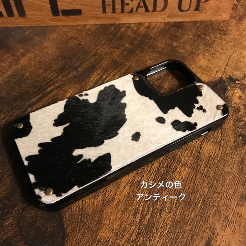 ハラコ素材 牛柄白黒 iPhoneケース iPhoneケース・カバー trk.studio