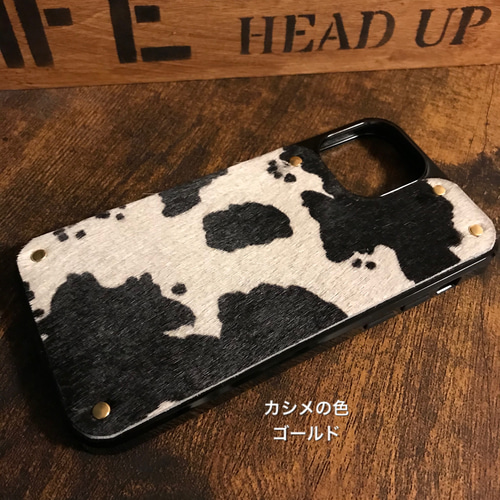 ハラコ素材 牛柄白黒 iPhoneケース iPhoneケース・カバー trk.studio