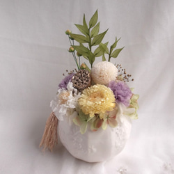 【クリアケース付き】お供え花　まあるい花器の優しい仏花　プリザーブドフラワー 4枚目の画像