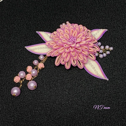 水引髪飾り・華一輪・うす紫ピンク 3枚目の画像
