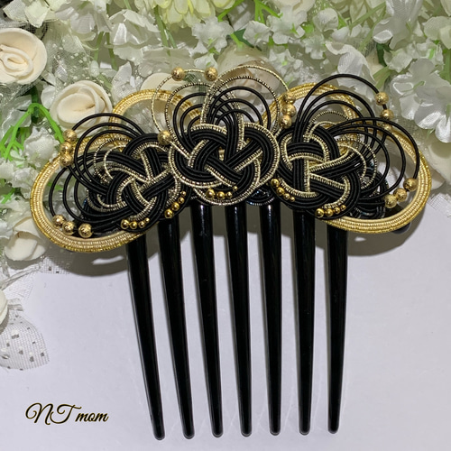 水引・夜会巻きコーム・黒金 その他ヘアアクセサリー NTmom 通販