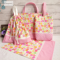 リボンちょうちょのレッスンバッグ&上履き入れセット/レッスンバッグ