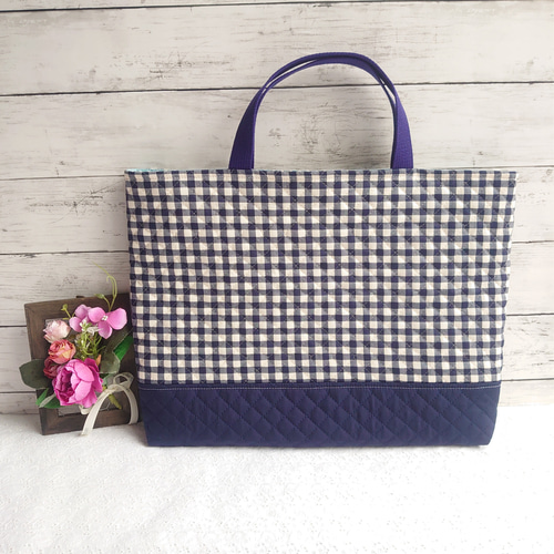 ギンガムチェックのレッスンバッグ/レッスンバッグ/手提げバッグ