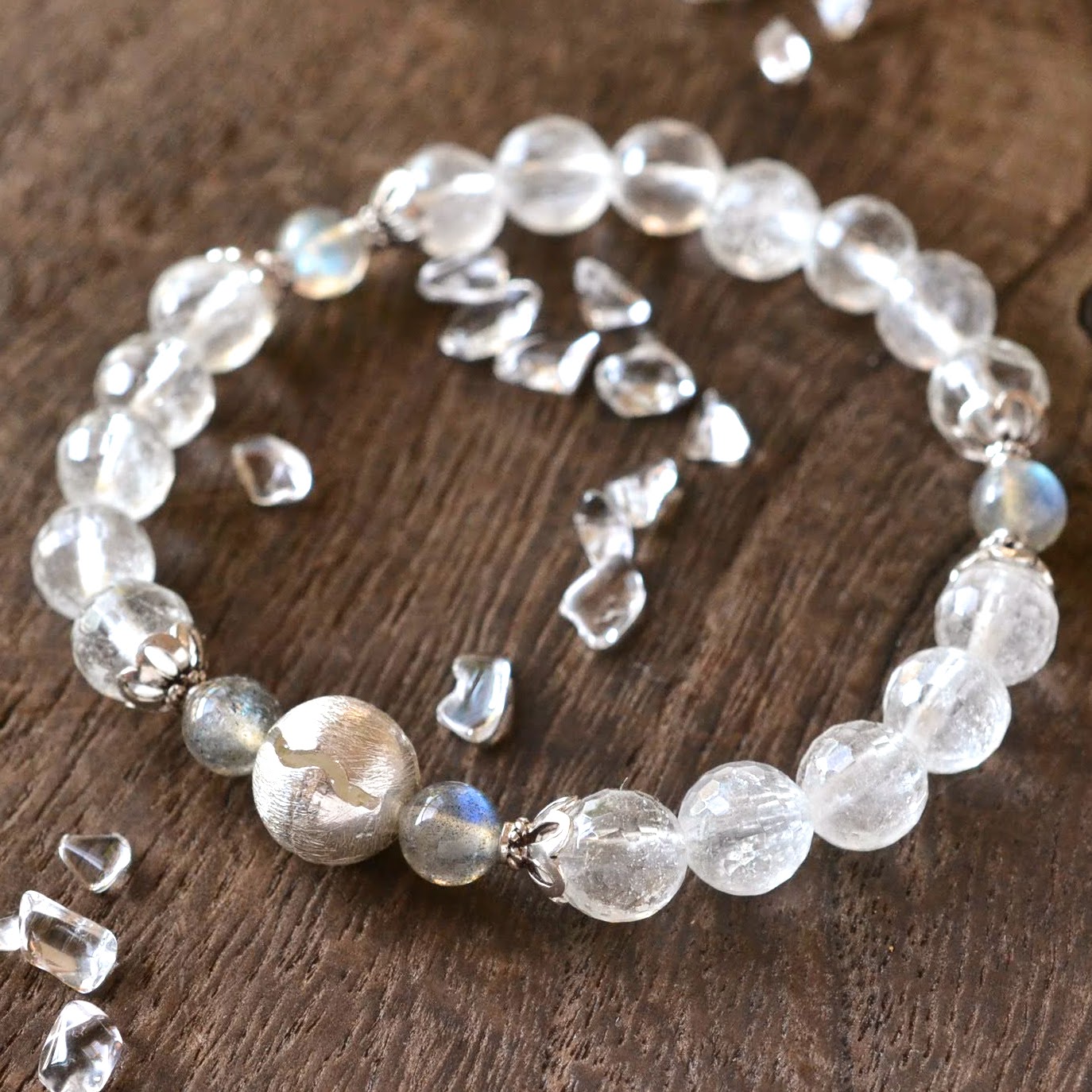 ホワイトトパーズとラブラドライトのシルバーブレス 22,000円