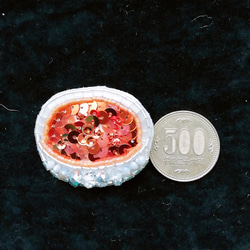 インドカレー ビーズ刺繍ブローチ　スパンコール　オレンジのキラキラ 3枚目の画像