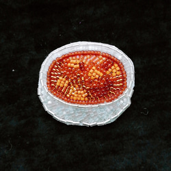 チキンカレー インド風 ビーズ刺繍ブローチ ブラウン　シック 1枚目の画像