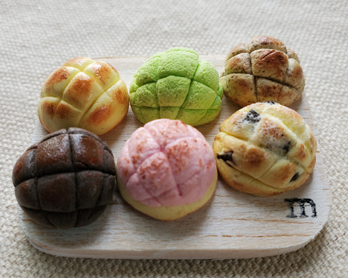 ミニチュアフード食品サンプル。厳選メロンパン6品 その他インテリア
