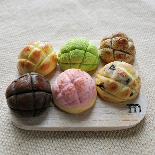 ミニチュアフード食品サンプル。厳選メロンパン6品 その他インテリア