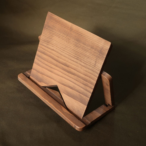 木製タブレットスタンド・スギ・着色OIL仕上げ（茶） スマホ