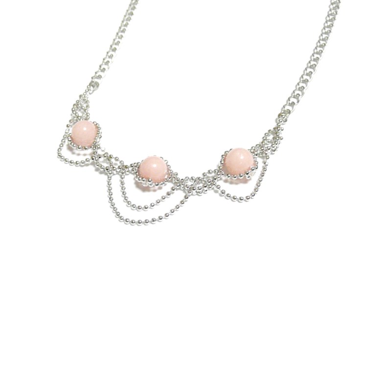 【つむぎ姫】ピンクオパールのチョーカーネックレス