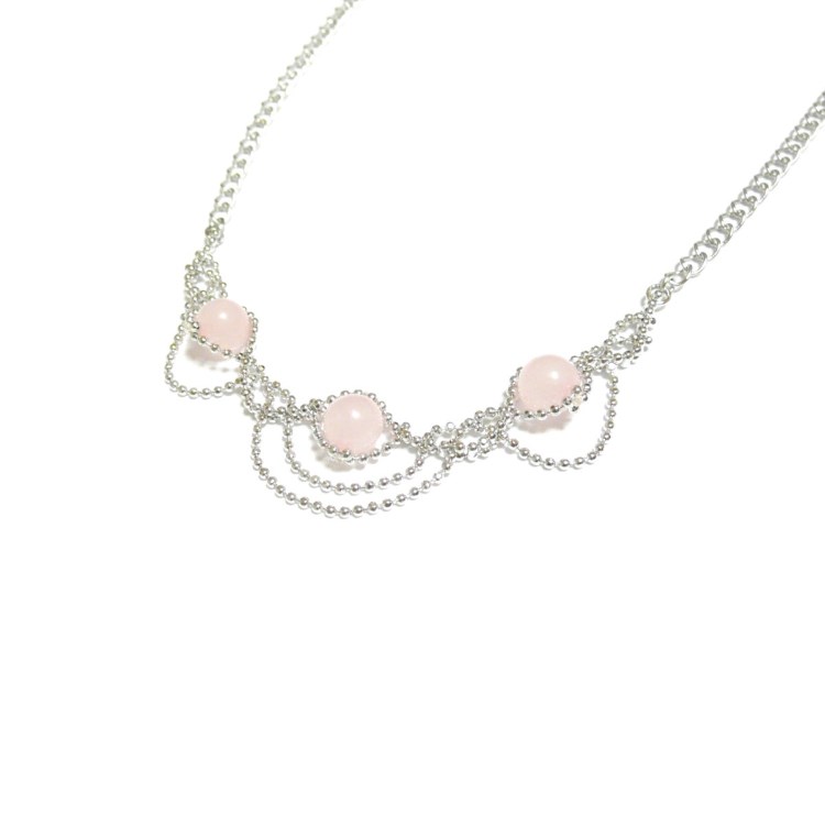 【つむぎ姫】ローズクォーツのチョーカーネックレス