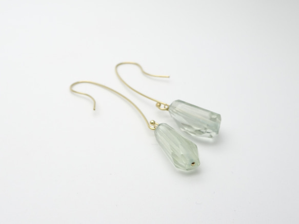 14kgf グリーンアメジストの一粒ピアス 【Creema限定】 ピアス（その他  