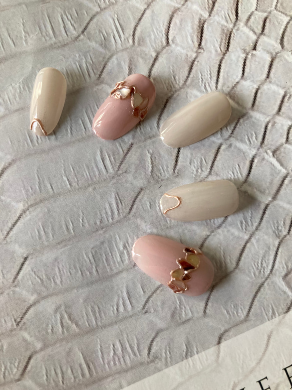 ナチュラルシェル ネイルチップ シェルネイル/ステンドグラスネイル/ピンクネイル ネイルチップ（つけ