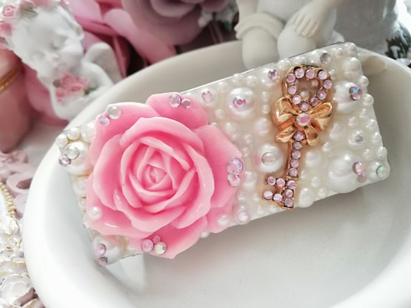 デコ*ﾌﾘｽｸｹｰｽ*姫系*パール*薔薇 1枚目の画像