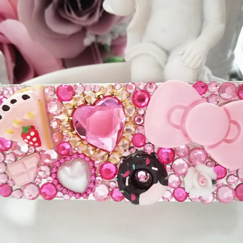 ぴめ デコケース デコ*ﾌﾘｽｸｹｰｽ*姫系*ｽｲｰﾂ盛り*豪華*リボン*ピンク*プリンセス その他