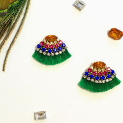 Fringe bijou earrings - Multi-color 第2張的照片