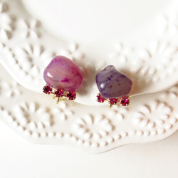 天然石頭珠寶耳環**紫色瑪瑙 第1張的照片
