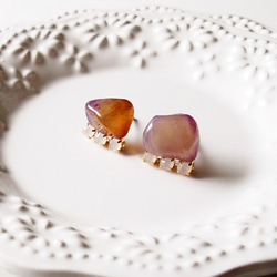 天然石頭珠寶耳環**紫色瑪瑙 第2張的照片