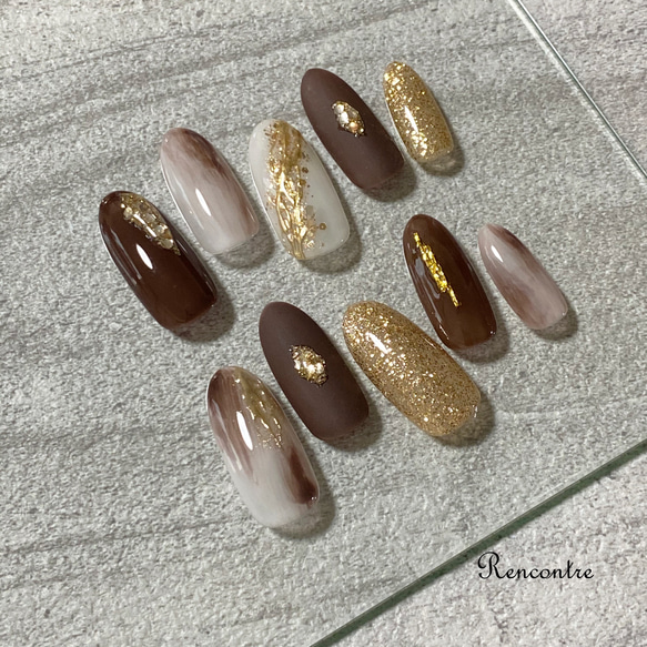 #015 ブラウンニュアンスネイル　ネイルチップ 151 ブラウンのニュアンスネイルチップ ネイルチップ（つけ爪