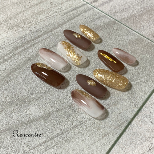 151 ブラウンのニュアンスネイルチップ ネイルチップ（つけ爪） nail