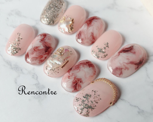 ［06］ネイルチップ ニュアンスネイル もやもや 透明感 シンプル オーダー もやもやニュアンスネイル.インクアート〜奥行き/マグネット