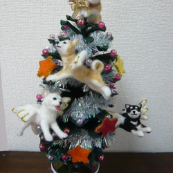 天使柴ちゃん クリスマスツリー 柴犬 犬 羊毛フェルト はなちよ 通販