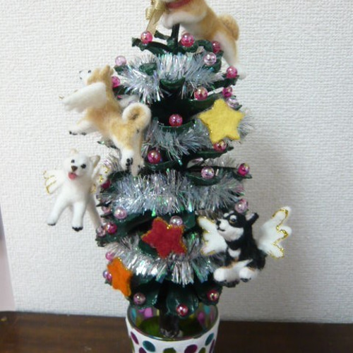 天使柴ちゃん クリスマスツリー 柴犬 犬 羊毛フェルト はなちよ 通販