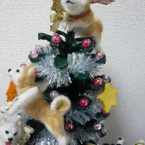 天使柴ちゃん クリスマスツリー 柴犬 犬 羊毛フェルト はなちよ 通販
