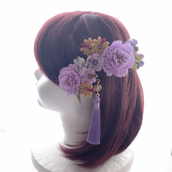 ≪つまみ細工≫薄紫の髪飾り 成人式 結婚式 七五三 2枚目の画像