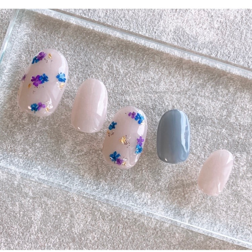 ♡涼しげドライフラワー♡ ネイルチップ ハンドメイド ♡涼しげドライ