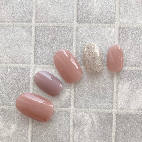 大人シンプル ネイルチップ 春ネイル フレンチネイル ブライダルネイル チップオーダー