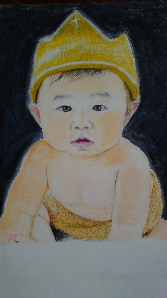 色鉛筆 人物画 2l判サイズ 見つめる女の子。 色鉛筆 人物画 2l判サイズ 見つめる女の子（人物を描く（子ども