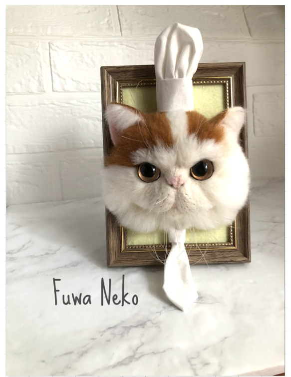 [ハンドメイド] リアル！羊毛フェルト猫　〜コックさん〜 1枚目の画像